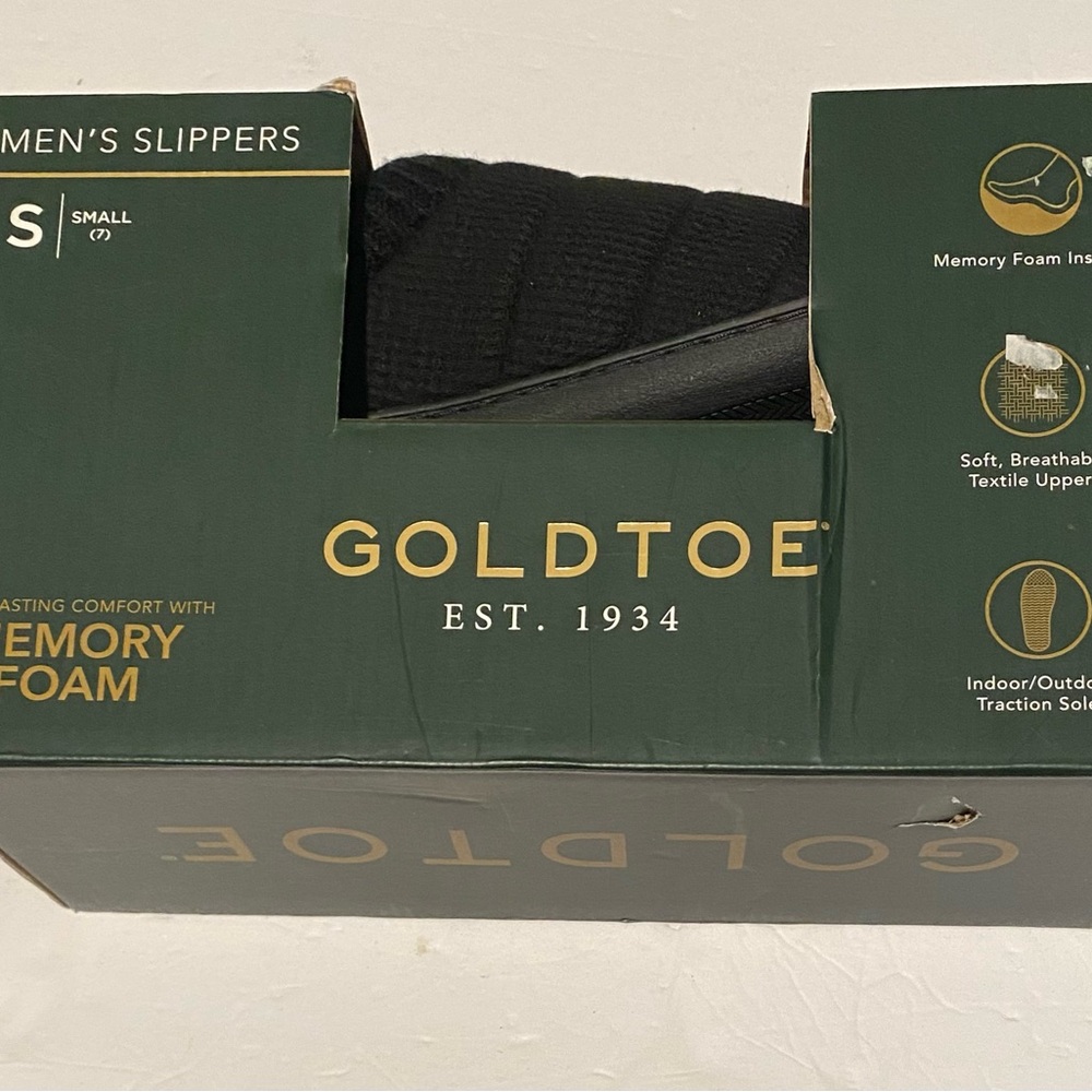 Gold Toe Men's Black Memory Foam Slippers